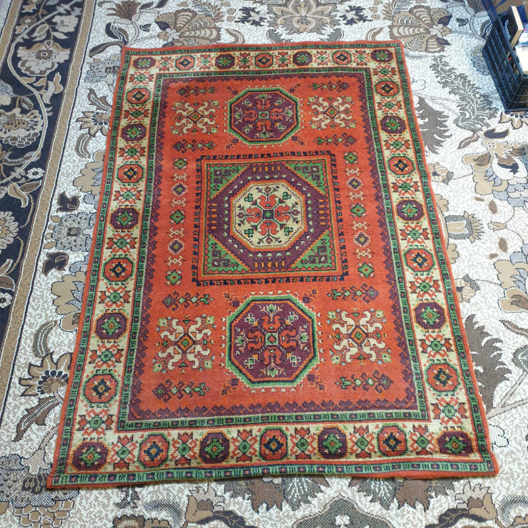Ковер шерсть 180х130 см. Винтаж, СССР.. Картинка 1